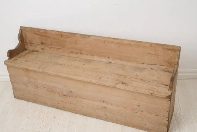 Pamono Small Antique Swedish Folk Art Bench with Natural Patina> Benches
