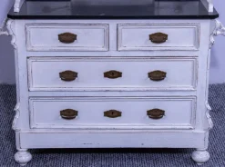 Discount Pamono Small Antique White Pine Chest of 4 Drawers with Marble Top and Mirror, Late 19th Century