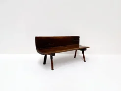 Pamono Small Antique Wooden Bench with Backrest, 1800s> Benches