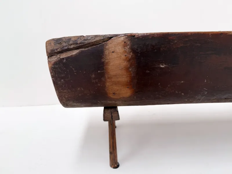 Pamono Small Antique Wooden Bench with Backrest, 1800s> Benches
