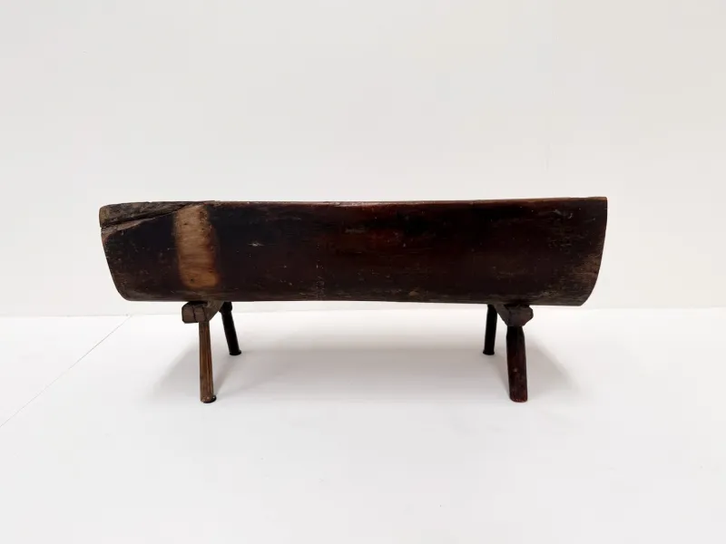 Pamono Small Antique Wooden Bench with Backrest, 1800s> Benches