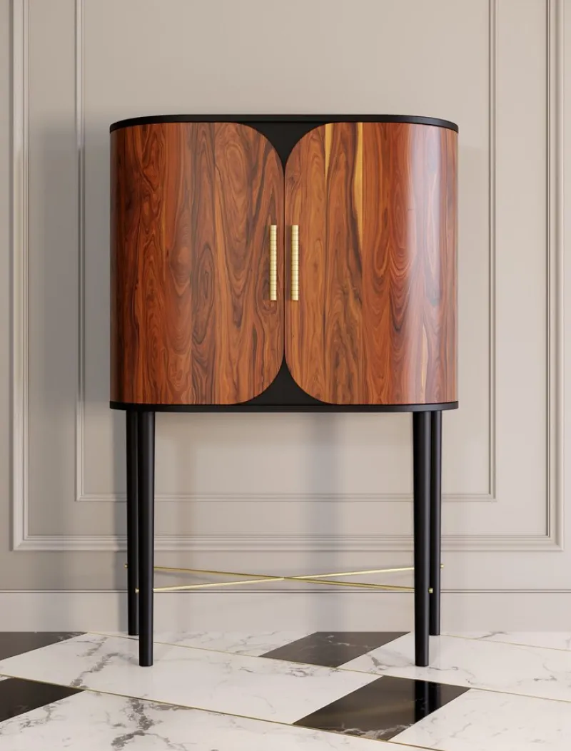 Best Pamono Small Azure Bar Cabinet in Exotic Wood Veneer