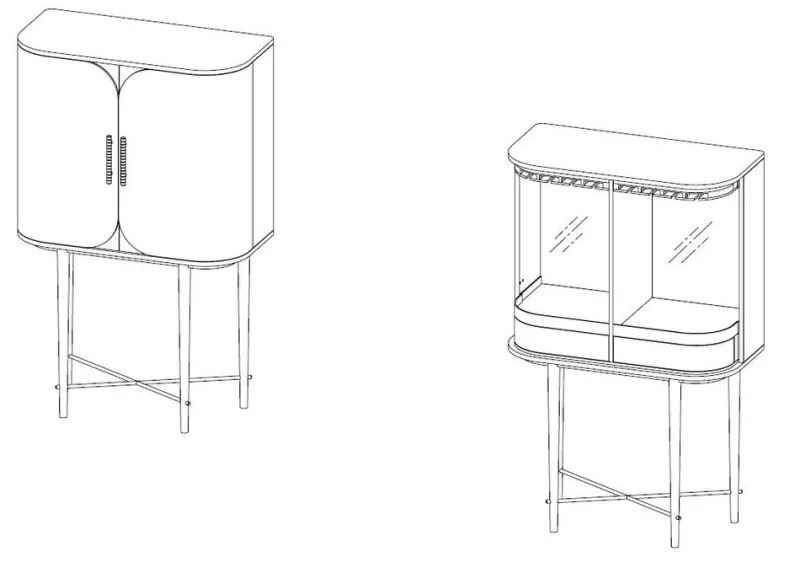 Best Pamono Small Azure Bar Cabinet in Exotic Wood Veneer
