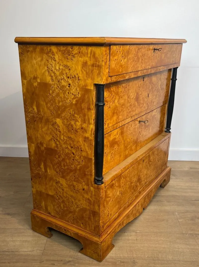 Sale Pamono Small Biedermeier Style Chest of 4 Drawers in Bird's-Eye Maple