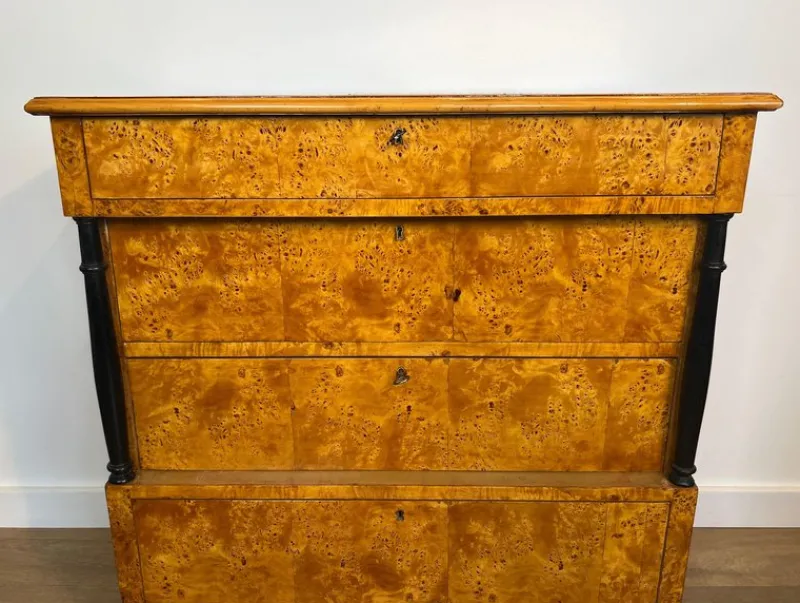 Sale Pamono Small Biedermeier Style Chest of 4 Drawers in Bird's-Eye Maple