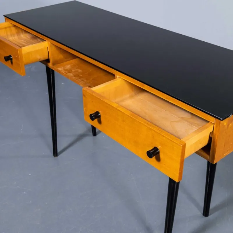 Pamono Small Birch and Glass Top Dressing Table, 1950s> Dressing Tables