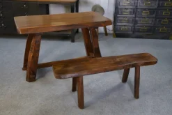 Online Pamono Small Brutalist Table Set with Bench, 1960s, Set of 2