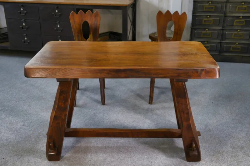 Online Pamono Small Brutalist Table Set with Bench, 1960s, Set of 2