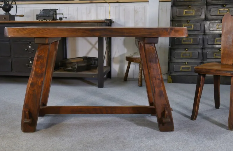 Online Pamono Small Brutalist Table Set with Bench, 1960s, Set of 2