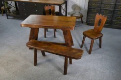 Online Pamono Small Brutalist Table Set with Bench, 1960s, Set of 2