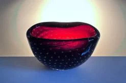 Sale Pamono Small Bullicante Murano Glass Art Bowl attributed to Carlo Scarpa for Venini, Italy, 1950s