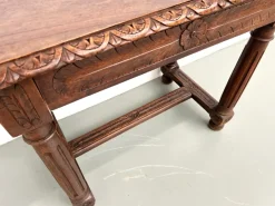 Pamono Small Carved Oak Writing Table, 19th Century><noscript><img width=