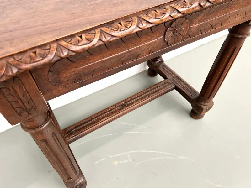 Pamono Small Carved Oak Writing Table, 19th Century> Desks