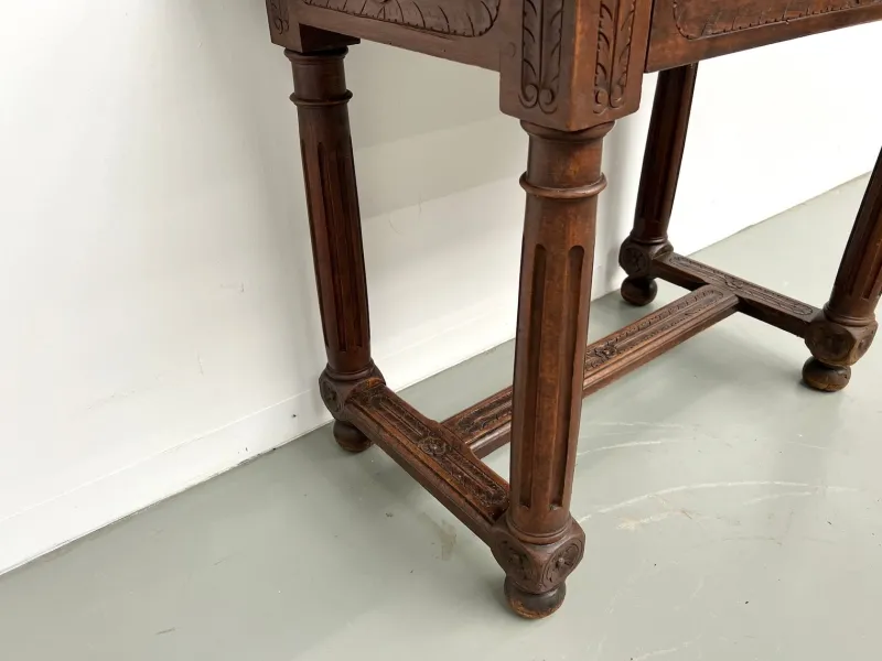Pamono Small Carved Oak Writing Table, 19th Century> Desks