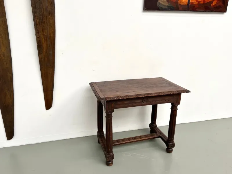 Pamono Small Carved Oak Writing Table, 19th Century> Desks