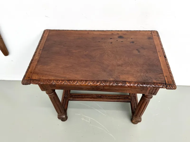 Pamono Small Carved Oak Writing Table, 19th Century> Desks