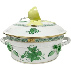 Discount Pamono Small Chinese Bouquet Apponyi Green Porcelain Tureen with Handles from Herend
