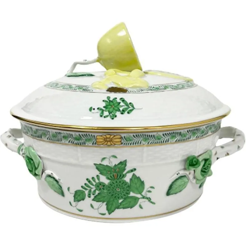 Discount Pamono Small Chinese Bouquet Apponyi Green Porcelain Tureen with Handles from Herend