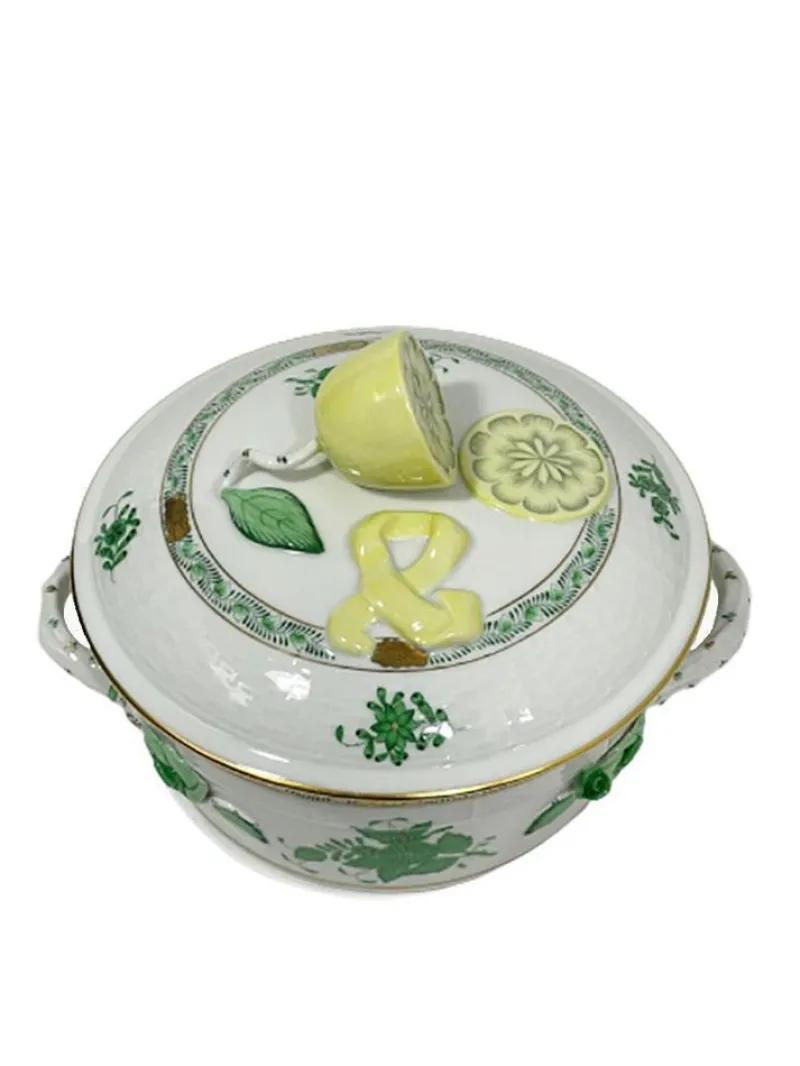 Discount Pamono Small Chinese Bouquet Apponyi Green Porcelain Tureen with Handles from Herend