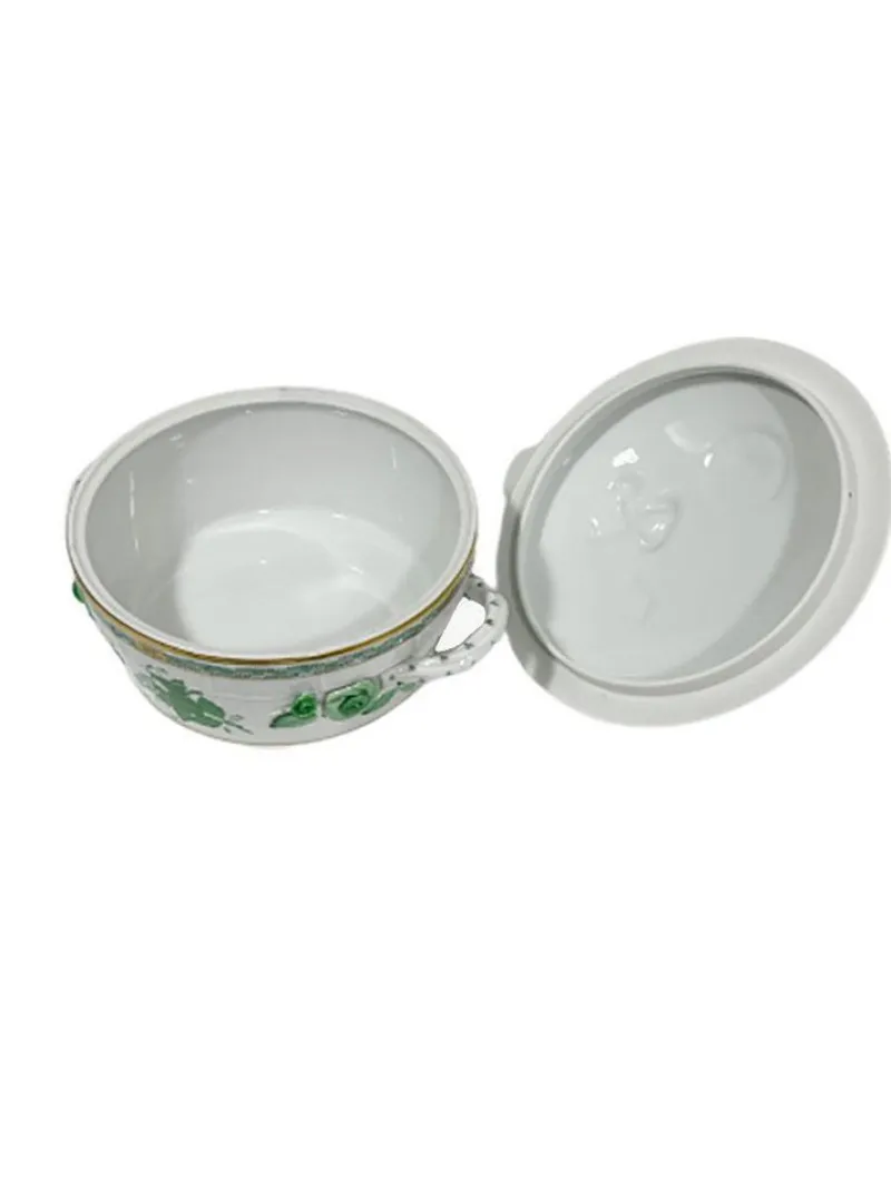 Discount Pamono Small Chinese Bouquet Apponyi Green Porcelain Tureen with Handles from Herend