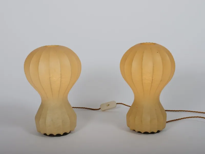 Clearance Pamono Small Cocoon Gatto Table Lamps by Achille & Pier Castiglioni for Flos, 1960, Set of 2