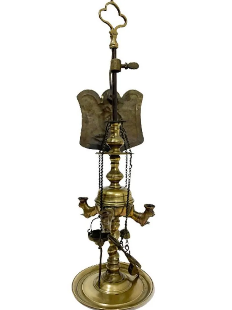 Pamono Small Early 19th Century Brass Lucerne Oil Lamp> Ceiling Lights