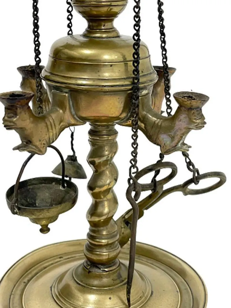 Pamono Small Early 19th Century Brass Lucerne Oil Lamp> Ceiling Lights