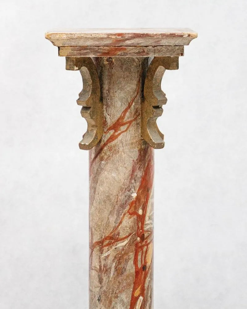 Pamono Small Faux Marble Pedestal Column, 19th Century> Pedestals And Columns