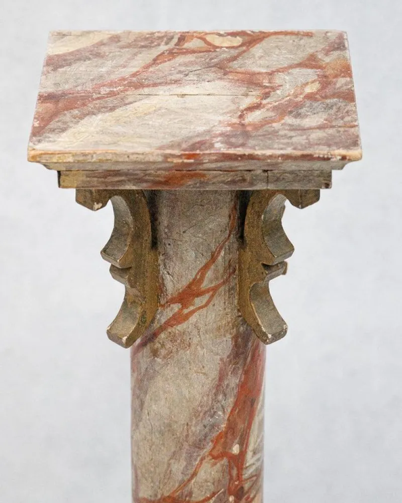 Pamono Small Faux Marble Pedestal Column, 19th Century> Pedestals And Columns