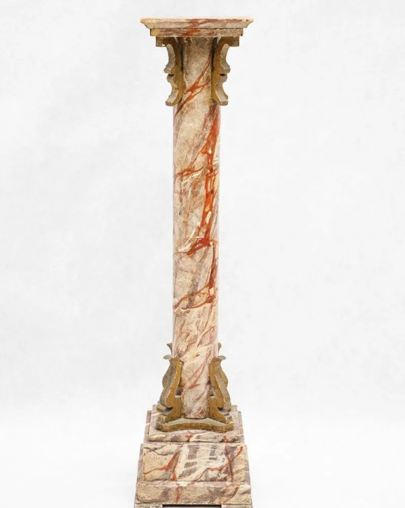 Pamono Small Faux Marble Pedestal Column, 19th Century> Pedestals And Columns