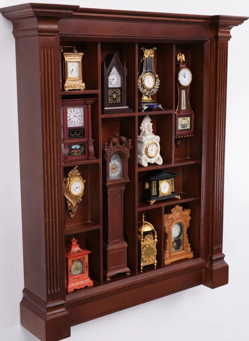 Pamono Small Franklin Mint Clocks with Wall Unit, 1980s, Set of 13> Clocks