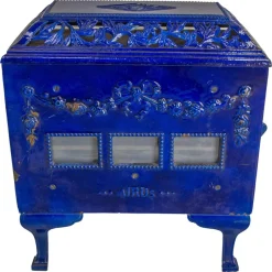 Outlet Pamono Small French Art Deco Blue Enamelled Coal Stove, 1890s
