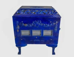 Outlet Pamono Small French Art Deco Blue Enamelled Coal Stove, 1890s