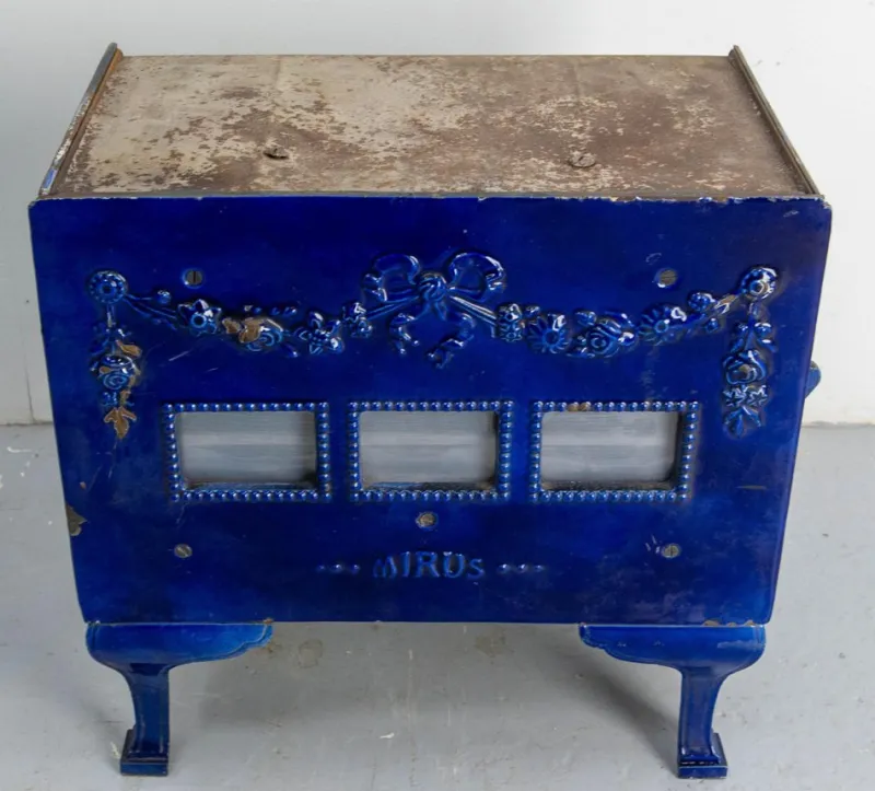 Outlet Pamono Small French Art Deco Blue Enamelled Coal Stove, 1890s