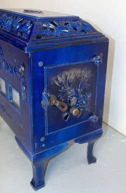 Outlet Pamono Small French Art Deco Blue Enamelled Coal Stove, 1890s