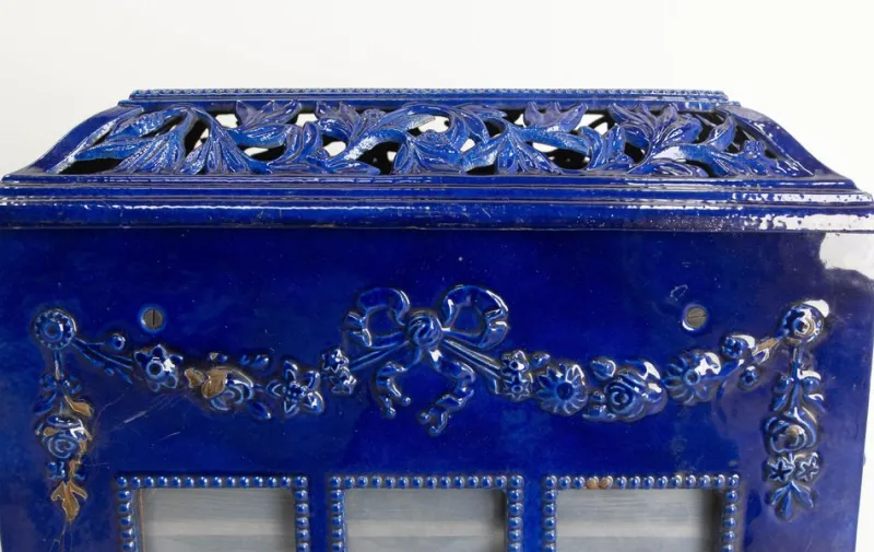Outlet Pamono Small French Art Deco Blue Enamelled Coal Stove, 1890s