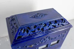 Outlet Pamono Small French Art Deco Blue Enamelled Coal Stove, 1890s