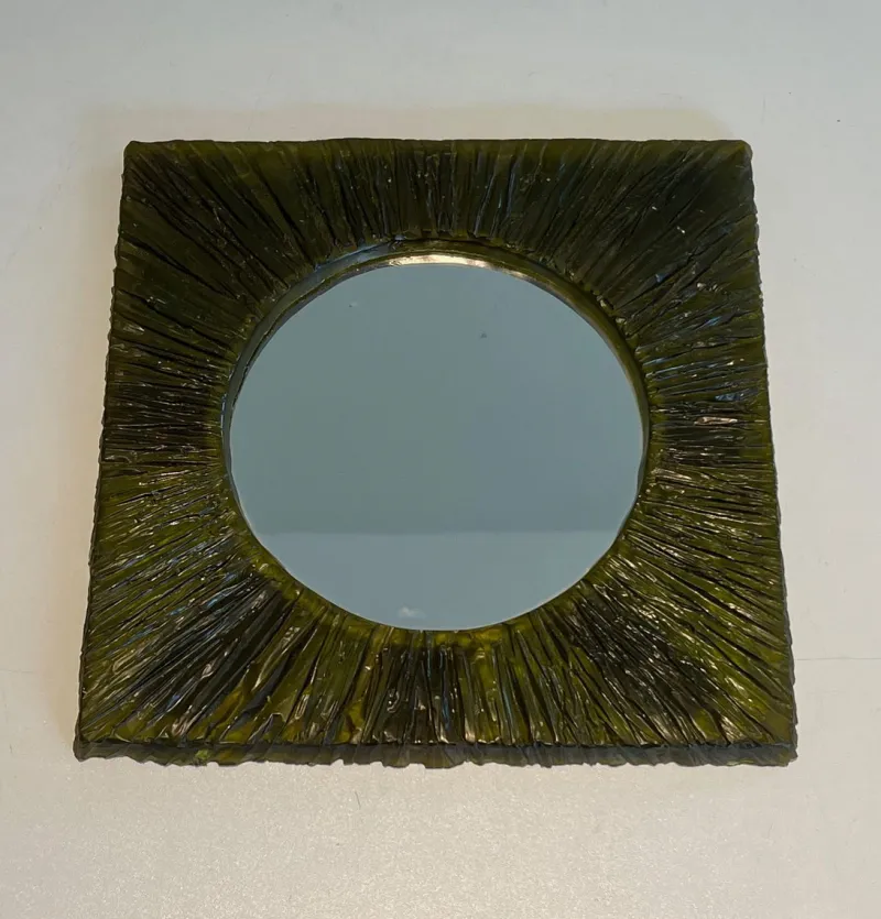 Online Pamono Small Green Resin Mirror, France, 1970