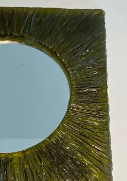 Online Pamono Small Green Resin Mirror, France, 1970