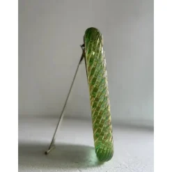 Pamono Small Green Torchon Picture Frame in Murano Glass and Brass by Simoeng> Decorative Objects