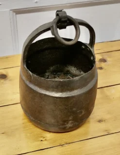 Pamono Small Heavy Hand Forged Iron Bucket, 1890s><noscript><img width=