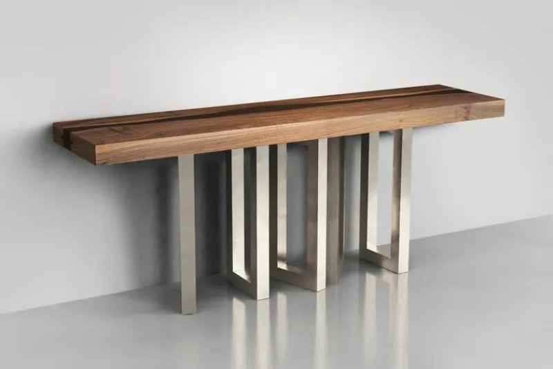 Sale Pamono Small Il Pezzo 6 Nickel Console Table by Il Pezzo Mancante