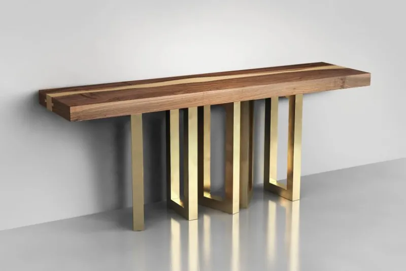 Sale Pamono Small Il Pezzo 6 Nickel Console Table by Il Pezzo Mancante