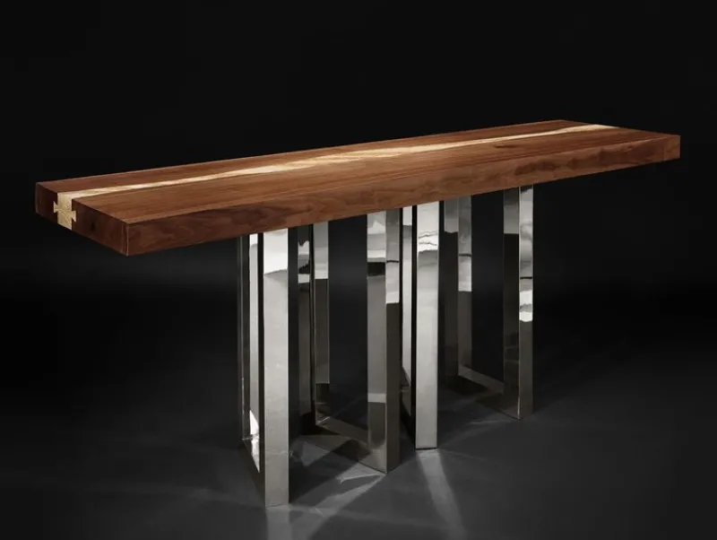 Sale Pamono Small Il Pezzo 6 Nickel Console Table by Il Pezzo Mancante