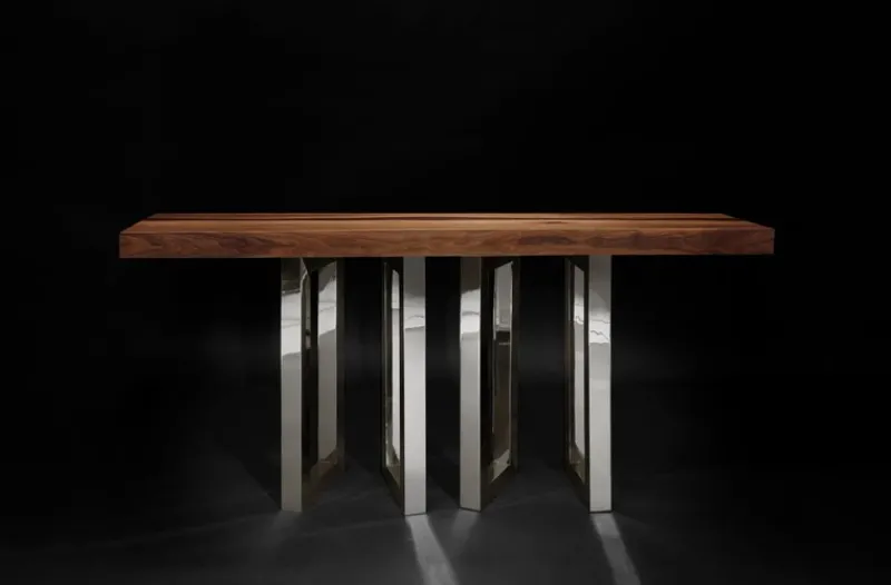 Sale Pamono Small Il Pezzo 6 Nickel Console Table by Il Pezzo Mancante