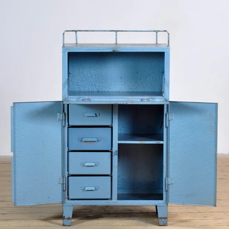 Best Pamono Small Industrial Iron Cabinet with Drawers, 1970s