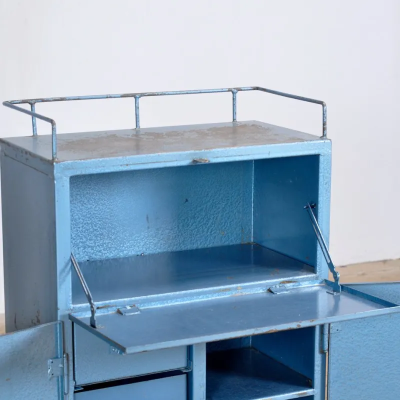 Best Pamono Small Industrial Iron Cabinet with Drawers, 1970s