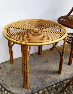 Pamono Small Italian Wicker Tables, 1950s, Set of 6