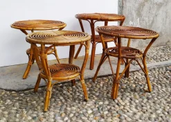 Pamono Small Italian Wicker Tables, 1950s, Set of 4> Garden Tables