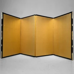Pamono Small Japanese Byōbu Folding Screen in Gold Color, 1960s> Room Dividers & Screens